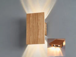 MeineWunschleuchte 2er SET LED Wandleuchten Holz Rechteckig Up And Down, 15x25cm -Bestes Beleuchtungs Geschäft 2er set led wandleuchten holz rechteckig up and do 12