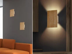 MeineWunschleuchte 2er SET LED Wandleuchten Holz Rechteckig Up And Down, 15x25cm