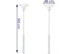 Konstsmide 2er Set Mastleuchte / Gartenlaterne GEMINI, Höhe 220cm, E27, Alu Weiß / Opalglas -Bestes Beleuchtungs Geschäft 2er set mastleuchte gartenlaterne gemini hoehe 220 1