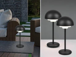 MeineWunschleuchte 2er SET Outdoor Akku LED Tischleuchte Touch Dimmer, Schwarz Höhe 30cm