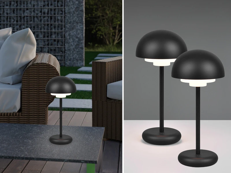 MeineWunschleuchte 2er SET Outdoor Akku LED Tischleuchte Touch Dimmer, Schwarz Höhe 30cm 3 MeineWunschleuchte 2er SET Outdoor Akku LED Tischleuchte Touch Dimmer, Schwarz Höhe 30cm