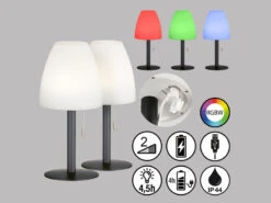 FHL Easy 2er SET Outdoor Akku RGB Tischlampen FIUMARA, Höhe 30cm -Bestes Beleuchtungs Geschäft 2er set outdoor akku rgb tischlampen fiumara hoehe 3