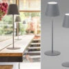 MeineWunschleuchte 2er SET Outdoor Akku Tischlampen Grau Ohne Kabel - LED & RGB - Höhe 38cm -Bestes Beleuchtungs Geschäft 2er set outdoor akku tischlampen grau ohne kabel l