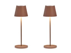 MeineWunschleuchte 2er SET Outdoor Akku Tischlampen Rostoptik Mit USB Ladefunktion, Höhe 34cm -Bestes Beleuchtungs Geschäft 2er set outdoor akku tischlampen rostoptik mit usb 1