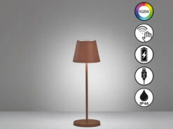 MeineWunschleuchte 2er SET Outdoor Akku Tischlampen Rostoptik Mit USB Ladefunktion, Höhe 34cm -Bestes Beleuchtungs Geschäft 2er set outdoor akku tischlampen rostoptik mit usb 4