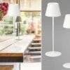MeineWunschleuchte 2er SET Outdoor Akku Tischlampen Weiß Ohne Kabel - LED & RGB - Höhe 38cm -Bestes Beleuchtungs Geschäft 2er set outdoor akku tischlampen weiss ohne kabel