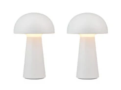 MeineWunschleuchte 2er SET Outdoor LED Akku Tischleuchten Touch Dimmer, Weiß Höhe 21cm -Bestes Beleuchtungs Geschäft 2er set outdoor led akku tischleuchten touch dimme 1