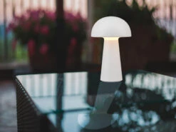 MeineWunschleuchte 2er SET Outdoor LED Akku Tischleuchten Touch Dimmer, Weiß Höhe 21cm -Bestes Beleuchtungs Geschäft 2er set outdoor led akku tischleuchten touch dimme 9