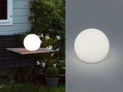 MeineWunschleuchte 2er SET Outdoor LED Kugel Tischleuchte Mit Akku Per USB Aufladbar, Weiß Ø 25cm