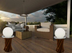 MeineWunschleuchte 2er SET Outdoor LED Kugel Tischleuchte Mit Akku Per USB Aufladbar, Weiß Ø 25cm -Bestes Beleuchtungs Geschäft 2er set outdoor led kugel tischleuchte mit akku pe 3