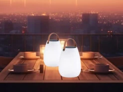 MeineWunschleuchte 2er SET Outdoor Solar Tischleuchten 30cm Mit Fernbedienung & RGB LED