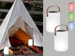 MeineWunschleuchte 2er SET Outdoor Solar Tischleuchten Mit Fernbedienung & RGB LED - 20cm