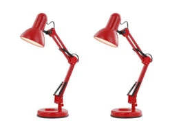 Globo 2er Set Schreibtischlampen FAMOUS, Metall Rot, Beweglich, E27 Fassung