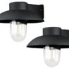 Konstsmide 2er Set Schwarze Aluminium Außenwandleuchte MANI, E27, Klares Glas, IP44 -Bestes Beleuchtungs Geschäft 2er set schwarze aluminium aussenwandleuchte mani