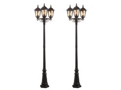 Konstsmide 2er-Set Schwarze Gartenlaterne FIRENZE 3 X E27 Inkl. Pfahl Und Fundament