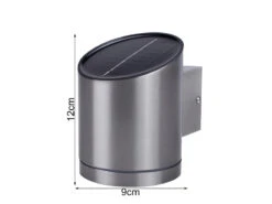 MeineWunschleuchte 2er-Set Solar Außenwandleuchten Edelstahl, Ø Ca. 9 Cm, Dämmerungssensor -Bestes Beleuchtungs Geschäft 2er set solar aussenwandleuchten edelstahl ca 9 cm 2