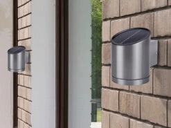 MeineWunschleuchte 2er-Set Solar Außenwandleuchten Edelstahl, Ø Ca. 9 Cm, Dämmerungssensor -Bestes Beleuchtungs Geschäft 2er set solar aussenwandleuchten edelstahl ca 9 cm 4