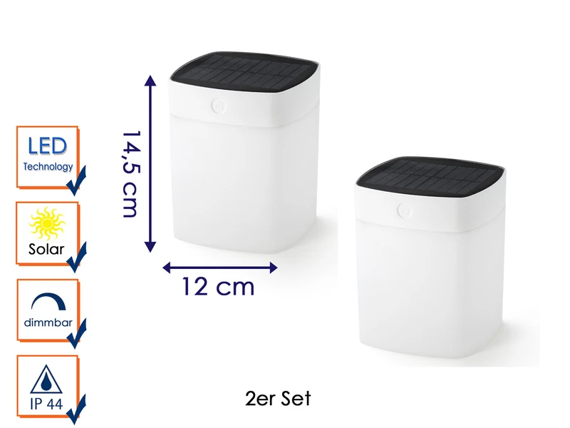 Konstsmide 2er Set Solar LED Leuchte Mit 3-Stufen Dimmer ASSISI, Höhe 14,5cm, IP44, Weiß 4 Konstsmide 2er Set Solar LED Leuchte Mit 3-Stufen Dimmer ASSISI, Höhe 14,5cm, IP44, Weiß – Bild 2