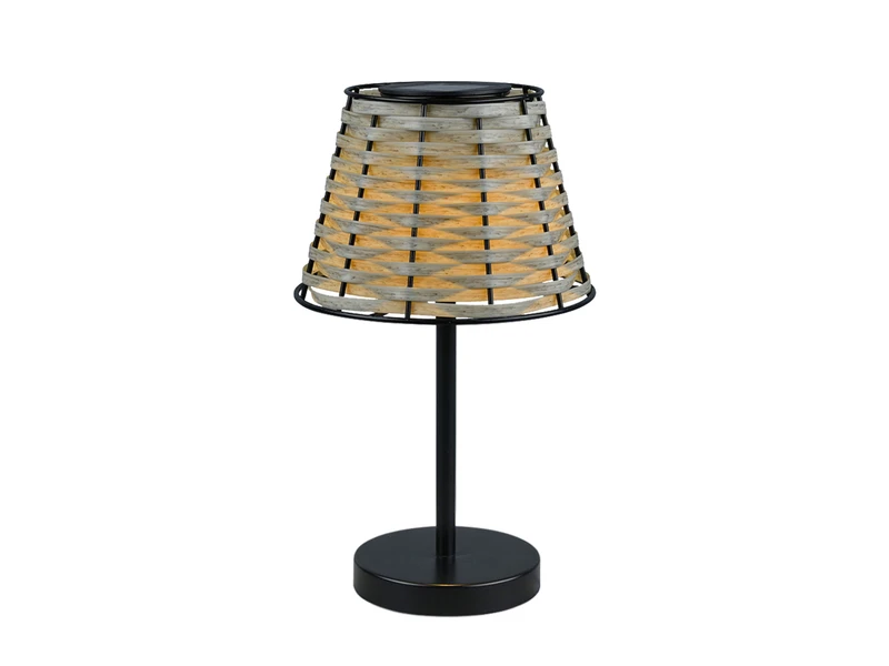 MeineWunschleuchte 2er SET Solar LED Tischleuchten Schwarz Mit Lampenschirm Rattanoptik Höhe 32cm 13 MeineWunschleuchte 2er SET Solar LED Tischleuchten Schwarz Mit Lampenschirm Rattanoptik Höhe 32cm – Bild 11