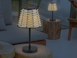 MeineWunschleuchte 2er SET Solar LED Tischleuchten Schwarz Mit Lampenschirm Rattanoptik Höhe 32cm 17 MeineWunschleuchte 2er SET Solar LED Tischleuchten Schwarz Mit Lampenschirm Rattanoptik Höhe 32cm -Bestes Beleuchtungs Geschäft 2er set solar led tischleuchten schwarz mit lampen 4