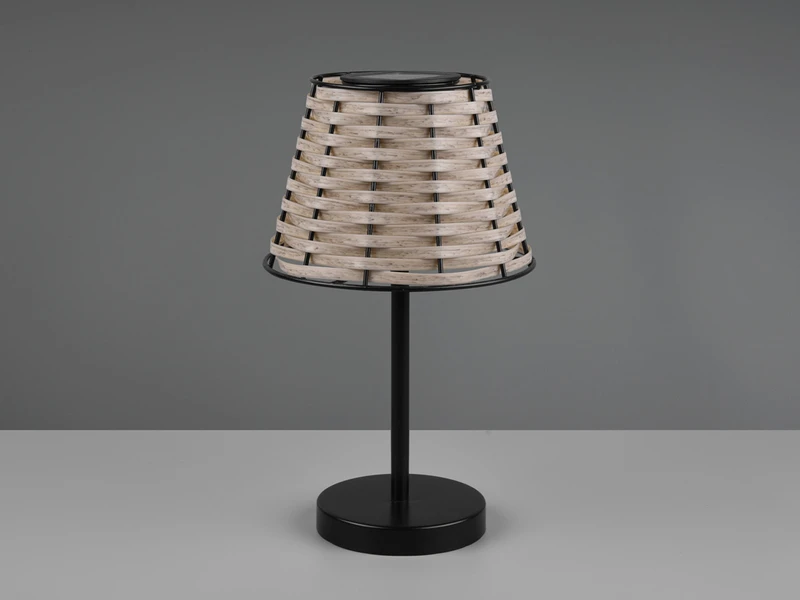 MeineWunschleuchte 2er SET Solar LED Tischleuchten Schwarz Mit Lampenschirm Rattanoptik Höhe 32cm 12 MeineWunschleuchte 2er SET Solar LED Tischleuchten Schwarz Mit Lampenschirm Rattanoptik Höhe 32cm – Bild 10