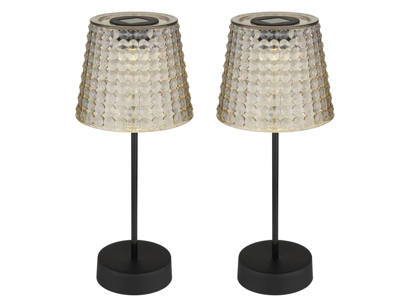 Globo 2er Set Solarbetriebene LED Outdoor Tischleuchten Rauchfarbig, Höhe 29cm 4 Globo 2er Set Solarbetriebene LED Outdoor Tischleuchten Rauchfarbig, Höhe 29cm – Bild 2