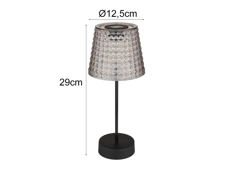 Globo 2er Set Solarbetriebene LED Outdoor Tischleuchten Rauchfarbig, Höhe 29cm 5 Globo 2er Set Solarbetriebene LED Outdoor Tischleuchten Rauchfarbig, Höhe 29cm – Bild 3