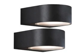Konstsmide 2er-Set Stilvolle Wandleuchten TERAMO, E27, Aluminium Schwarz, Höhe 7 Cm