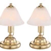 Globo 2er Set Tischleuchten ANTIQUE Messing Mit Glasschirm Alabaster, Touch Ein/Aus -Bestes Beleuchtungs Geschäft 2er set tischleuchten antique messing mit glasschi