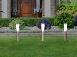 Globo 2er SET Vielseitig Verwendbare LED Solarleuchten Mit Erdspieß, Edelstahl 9 Globo 2er SET Vielseitig Verwendbare LED Solarleuchten Mit Erdspieß, Edelstahl -Bestes Beleuchtungs Geschäft 2er set vielseitig verwendbare led solarleuchten m 3