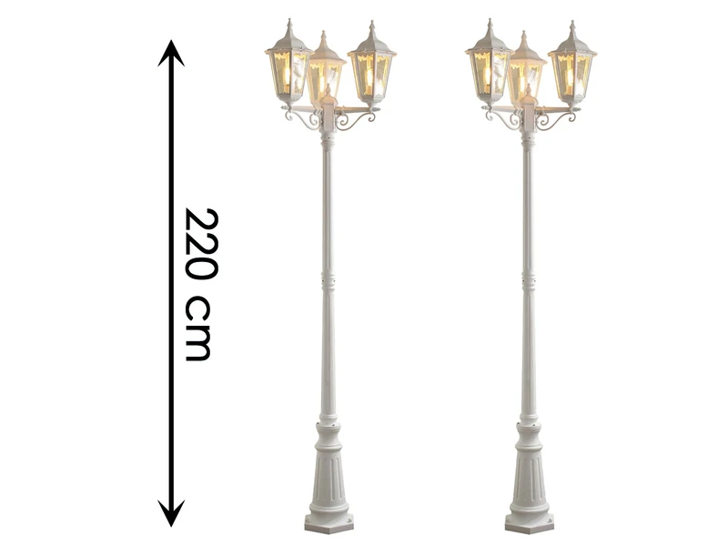 Konstsmide 2er-Set Weiße Gartenlaterne FIRENZE 3 X E27 Aluminium, Inkl. Pfahl Und Fundament 4 Konstsmide 2er-Set Weiße Gartenlaterne FIRENZE 3 X E27 Aluminium, Inkl. Pfahl Und Fundament – Bild 2