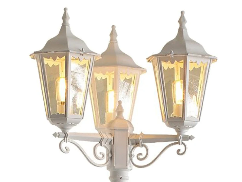 Konstsmide 2er-Set Weiße Gartenlaterne FIRENZE 3 X E27 Aluminium, Inkl. Pfahl Und Fundament 5 Konstsmide 2er-Set Weiße Gartenlaterne FIRENZE 3 X E27 Aluminium, Inkl. Pfahl Und Fundament – Bild 3