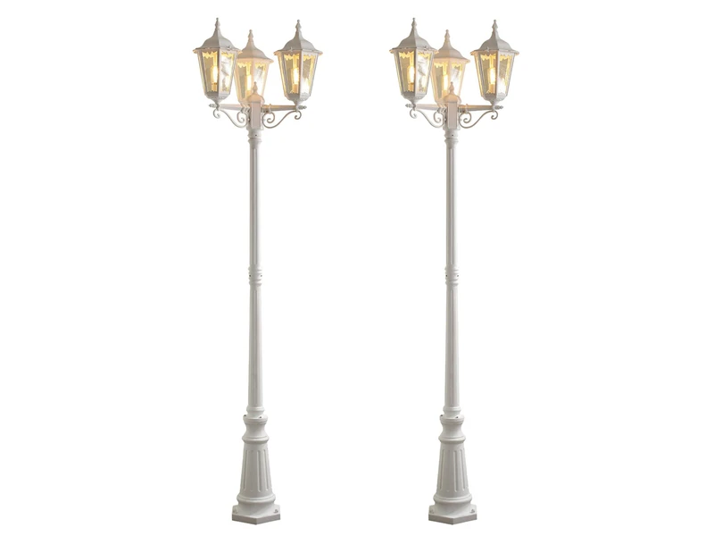 Konstsmide 2er-Set Weiße Gartenlaterne FIRENZE 3 X E27 Aluminium, Inkl. Pfahl Und Fundament 3 Konstsmide 2er-Set Weiße Gartenlaterne FIRENZE 3 X E27 Aluminium, Inkl. Pfahl Und Fundament