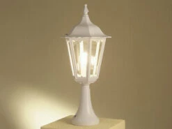 Konstsmide 2er-Set Weiße Sockelleuchten FIRENZE, E27, Aluminium, Höhe 55 Cm -Bestes Beleuchtungs Geschäft 2er set weisse sockelleuchten firenze e27 aluminiu 2