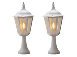 Konstsmide 2er-Set Weiße Sockelleuchten FIRENZE, E27, Aluminium, Höhe 55 Cm