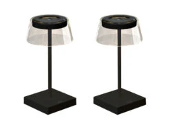 MeineWunschleuchte 2er Set Wiederaufladbare LED Outdoor Tischleuchten Dimmbar In Schwarz, Höhe 27cm -Bestes Beleuchtungs Geschäft 2er set wiederaufladbare led outdoor tischleuchten 1