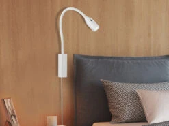 Fischer & Honsel 2in1 LED Wandleuchte & Bettleuchte STEN Weiß Dimmbar, Schwanenhals Leseleuchte