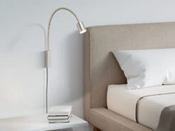 Fischer & Honsel 2in1 Wandleuchte & Bettleuchte JUSTI Silber, Schwanenhals Leseleuchte