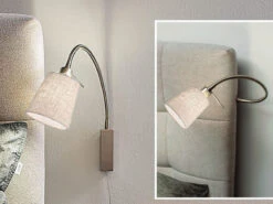 MeineWunschleuchte 2in1 Wandleuchte & Bettleuchte Mit LED - Schwanenhalslampe Leinen Beige -Bestes Beleuchtungs Geschäft 2in1 wandleuchte bettleuchte mit led schwanenhalsl 18