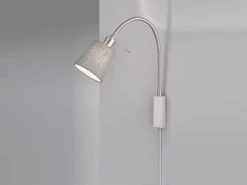 Fischer & Honsel 2in1 Wandleuchte & Bettleuchte WOLKE - Schwanenhalslampe Leinen Grau -Bestes Beleuchtungs Geschäft 2in1 wandleuchte bettleuchte wolke schwanenhalslam 2