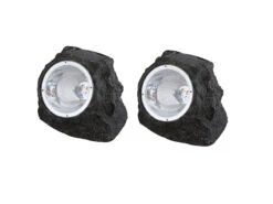 MeineWunschleuchte 2x LED Gartendeko Solarleuchten In Steinoptik Aus Grauem Kunststoff -Bestes Beleuchtungs Geschäft 2x led gartendeko solarleuchten in steinoptik aus 1 1