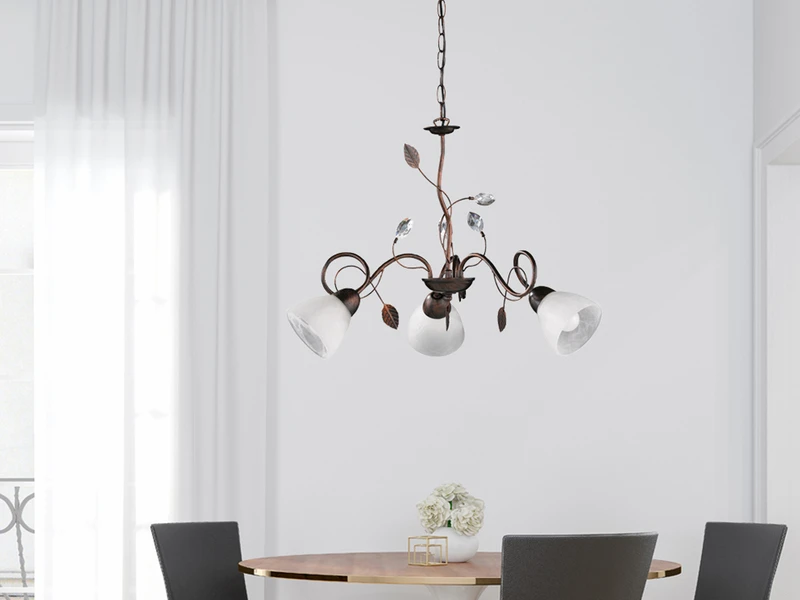 MeineWunschleuchte 3 Flammiger Antik Look Rost Kronleuchter Mit LED & Florentiner Design, Ø 70cm 3 MeineWunschleuchte 3 Flammiger Antik Look Rost Kronleuchter Mit LED & Florentiner Design, Ø 70cm