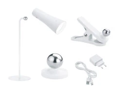 Reality Leuchten 3 In 1 LED Akku Tischleuchte MAXI Mit Klemm- & Klebestation, Weiß H: 36cm -Bestes Beleuchtungs Geschäft 3 in 1 led akku tischleuchte maxi mit klemm klebes 12