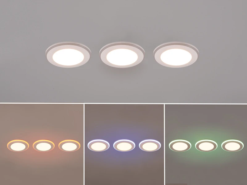 Trio Leuchten 3er Set LED Einbaustrahler ARGUS Fernbedienung Farbwechsel Dimmbar Weiß 3 Trio Leuchten 3er Set LED Einbaustrahler ARGUS Fernbedienung Farbwechsel Dimmbar Weiß