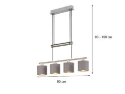 Trio Leuchten 4 Flammige Balken Pendelleuchte GARDA Mit Stoffschirmen Taupe - Höhenverstellbar -Bestes Beleuchtungs Geschäft 4 flammige balken pendelleuchte garda mit stoffsch 3