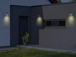 Smartwares 4er-Set Solar Außenwandleuchten Edelstahl, Ø Ca. 9 Cm, Dämmerungssensor