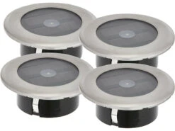 Konstsmide 4er-Set Solar LED-Bodenspot, Edelstahl, Ø 11cm, Je Spot Bis 100kg Belastbar -Bestes Beleuchtungs Geschäft 4er set solar led bodenspot edelstahl 11cm je spot 1