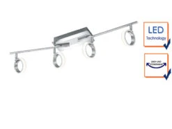 Trio Leuchten 4flammiger LED Deckenstrahler CORLAND Chrom, Länge 81cm, Spots Schwenkbar -Bestes Beleuchtungs Geschäft 4flammiger led deckenstrahler corland chrom laenge 2