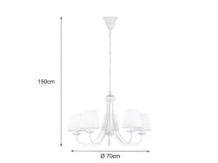 Trio Leuchten 5 Flammiger Kronleuchter CORTEZ Mit Stoffschirmen In Weiß Matt, Ø 70cm -Bestes Beleuchtungs Geschäft 5 flammiger kronleuchter cortez mit stoffschirmen 1 3