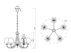 Trio Leuchten 5 Flammiger Kronleuchter CORTEZ Mit Stoffschirmen In Weiß Matt, Ø 70cm -Bestes Beleuchtungs Geschäft 5 flammiger kronleuchter cortez mit stoffschirmen 1 7